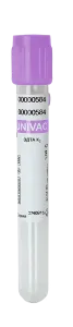 Вакуумные пробирки UNIVAC®, 1,5 мл, 13х75 мм, К2 ЭДТА