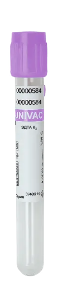 Вакуумные пробирки UNIVAC®, 5 мл, 13х75 мм, К2 ЭДТА