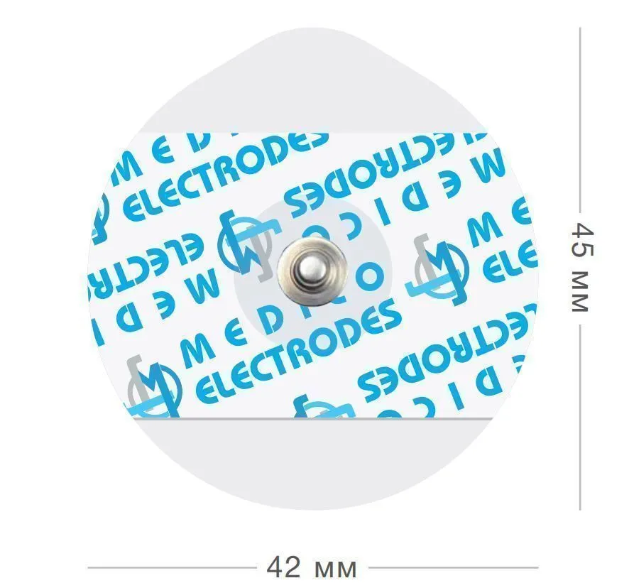 Электроды одноразовые для ЭКГ с кнопочным коннектором твердогелевые MSGLT-08G 45х42мм