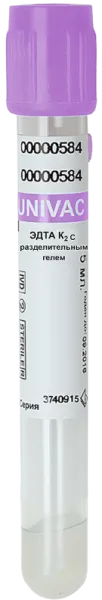 Вакуумные пробирки UNIVAC®, 5 мл, 13х100 мм, К2 ЭДТА/гель