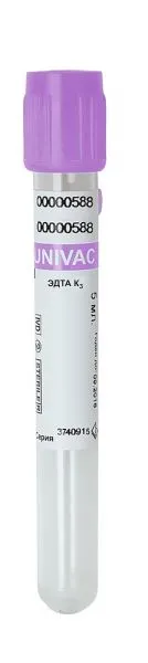 Вакуумные пробирки UNIVAC®, 6,5 мл, 13х100 мм, К3 ЭДТА